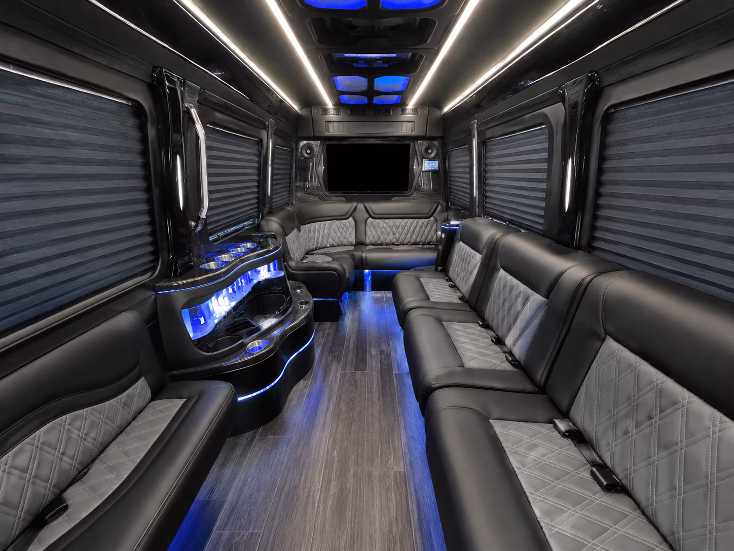 roseville 30 passenger party bus inside