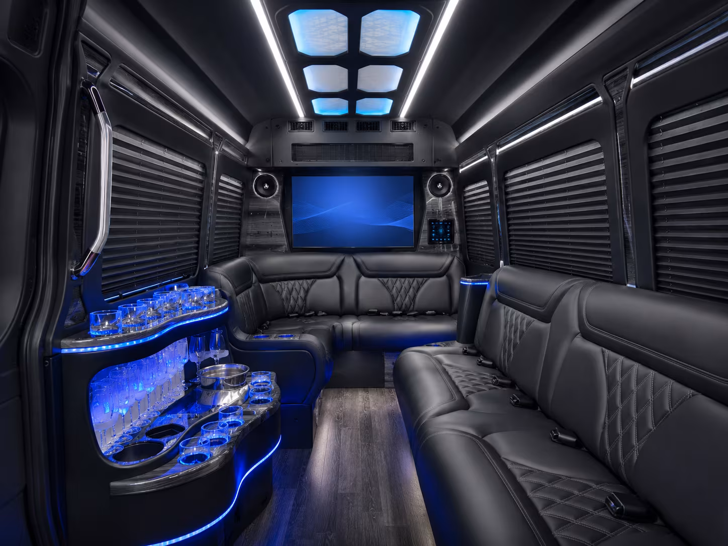 roseville 40 passenger party bus interior