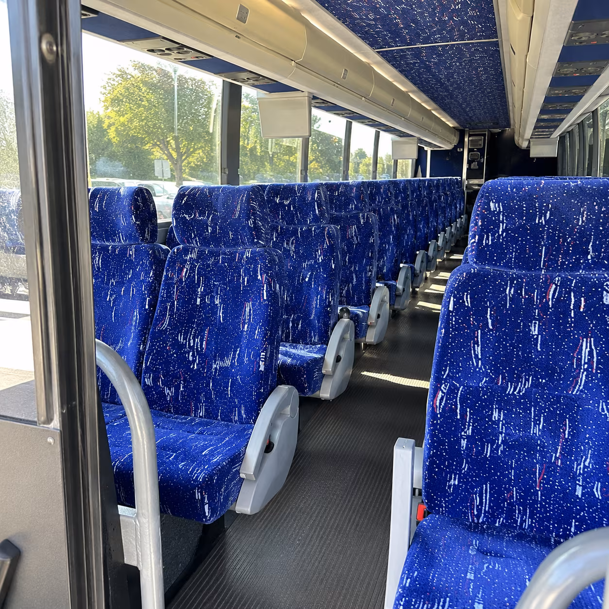 roseville 56 passenger charter bus inside